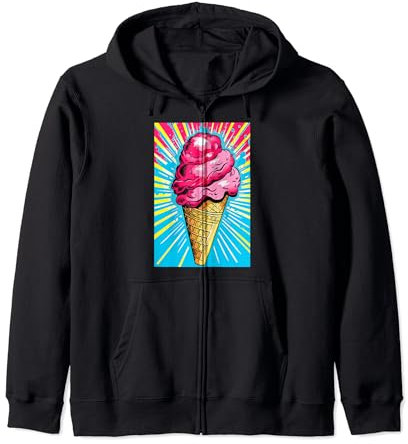 Gaufrier glacé cornet de glace glace pop art vintage rétro glacé café glacé Sweat à Capuche