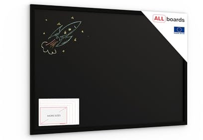 ALLboards Pizarra de tiza 90x60 cm con marco de madera negro ECO