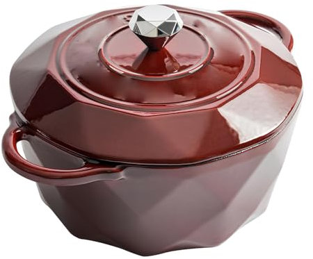 DYHQQ Horno Holandés Esmaltado Olla De Horno Holandés De Hierro Fundido 3L con Tapa Cacerola Antiadherente Utensilios De Cocina Cazuela De Hierro Fundido Seguro En Todas Las Estufas