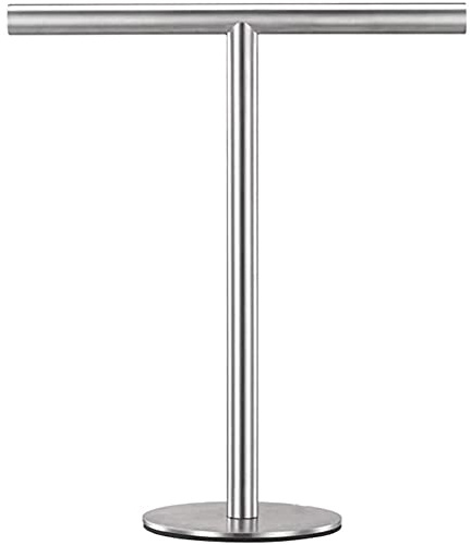 Uanratg Porte-serviettes sur pied avec finition brossée, base robuste, porte-serviettes en forme de T en acier inoxydable pour salle de bain, cuisine.