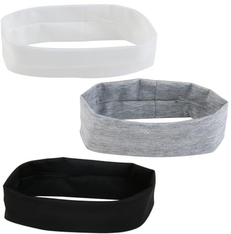 Fleuse Sport Stirnband Schweißband, Haarband Sport für Männer und Damen, Stirnband Baumwolle Haarbänder Elastisch Headband Antirutsch Headbands, Yoga Fitness Laufen Exercise Gym (Schwarz+Weiß+Grau)