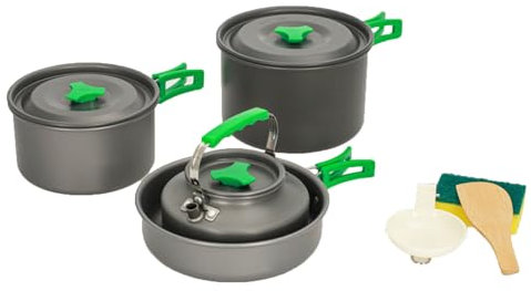 Camping Kochset Für 3-5 Personen Camping Kochgeschirr Set Mit Camping Topf Camping Bratpfanne Und Teekannen Faltbare Kochtopf Set Für Outdoor Picknick Camping Wandern
