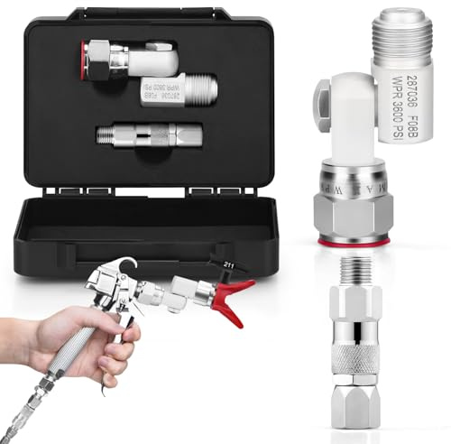 Airless Paint Spray Gun Swivel Joint Compatible with Graco 287036 7/8 Inch Thread 180° Rotation | 360° Rotate Stainless Steel Airless High Pressure Spray Gun Hose Swivel Joint
