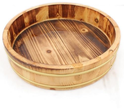 Keuyeo Cuenco De Madera para Sushi Hangiri Sushi Oke, Bañera para Mezclar Arroz, Bandeja Vaporera, Cuenco para Mezclar Arroz para Restaurante Y Cocina