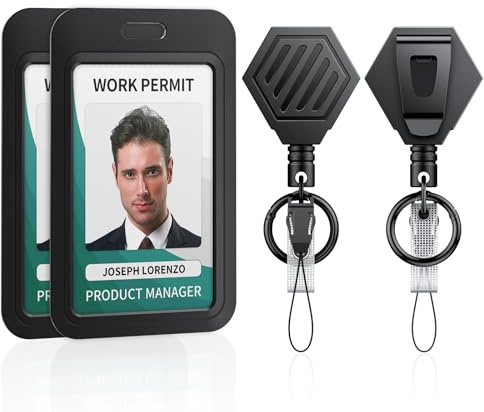 Uniclife 2 Pack Porte Clés Rétractable avec Fermeture Magnétique pour Jusqu'À 454 g Enrouleur de Badge avec Porte Badge Coulissant Clip Ceinture et Anneau Mousqueton Étui Carte Plastique