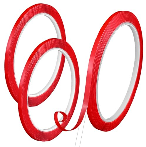 Piriuuo 3 Rolls Double Sided Tape for Press On Nails, Adhesive Strong Sticky Nail Art Tapes for Nail Packaging Waterproof Removable Mounting Tape for Nail Tips Colors Designs Showcase
