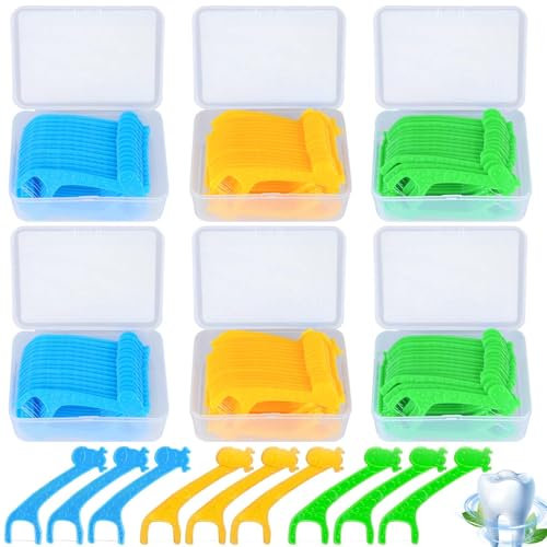 Hilo dental para niños, 320 unidades, hilo dental, soporte para hilo dental, para limpieza de los dientes interdentales, mango es una jirafa en 4 colores