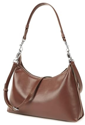 MoreFarther Wildleder und Echtes Leder Schultertasche Damen, Handtasche Damen Mittelgroß mit Abnehmbarer Schultergurt zum Crossbody Bag, Umhängetasche mit Reißverschluss