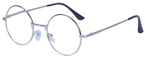 JoXiGo Gafas de Lectura Hombre Mujer +1.5(Plata) Redondas Metal Montura + Correa de Gafas