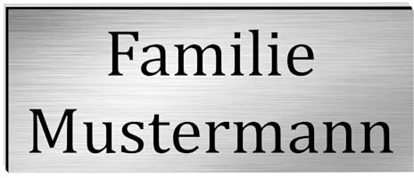 KIWISTAR UG - ab 1x - Namensschild freie Wahl 50x20mm Briefkastenschild selbstklebend - silber-schwarz gebürstet - Klingelschild personalisiert Briefkastenschild - Türschild Gravur - UV und wetterfest