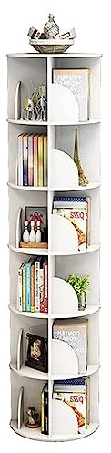 360° drehbares Bücherregal mit 6 Ebenen, rund, weiß, Bücherregal für kleine Räume, flexibles stehendes Bücherregal, Organizer für Zuhause, perfekte Möbelwahl