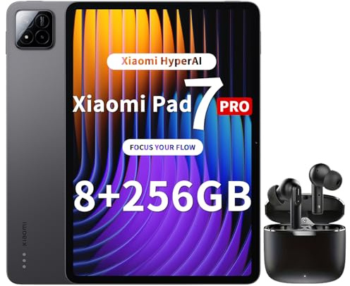 Xiaomi Pad 7 Pro Tablet de 11,2 pulgadas, 8 + 256 GB, pantalla de 3,2 K 144 Hz, Snapdragon 8s Gen 3, batería de 8850 mAh, HyperAI, altavoz cuádruple, experiencia sin costuras, color gris, auriculares