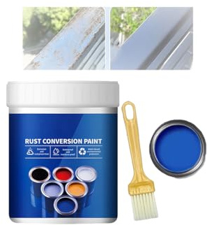 Weatherproof Rust Converter Paint for Metal, Rusts Removal Converter Metallic Paint with Brush, Rusts Conversion Paints (Blue,0.30 Liters)