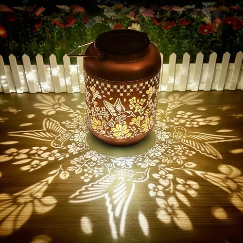 Solar Lanterns Outdoor Waterproof, Hummingbird Hanging Solar Lantern Garden Decor Birthday Gifts for Women Mom Grandma, Metal Solar Powered Lanterns Garden Decoration for Yard, Patio, Backyard, Porch