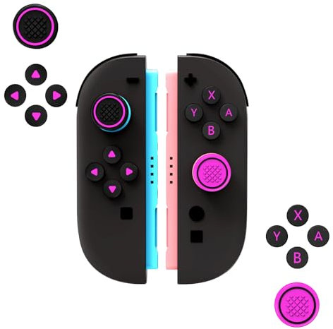 GEEMEE Tapas de Recambio Compatible con Nintendo Switch 2,Tapa de Botones de Pulgar Compatible Cubierta de Silicona Suave Joystick Cap, Thumbstick Analog Stick Grips,10 Piezas -Negro y Rojo