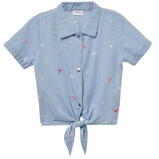 s.Oliver tvättad blus av denim med heltäckande broderi, blå, 104-110