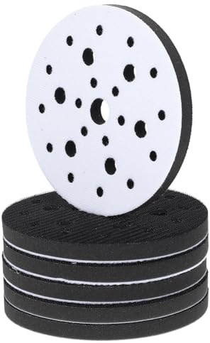 Wanmu 6Pcs Foam Interface Pads, 6 Inch 25 Holes Hook and Loop Soft Density Sponge Cushion Buffer Backing Pad, Professional Sponge Sanding Pads for Orbital Sander Polishing