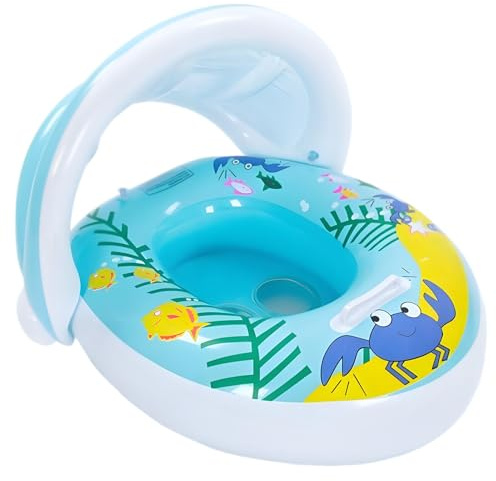 Bebé natación flotante bebé piscina flotante inflable para niños nadando flotador piscina flotante natación 6-36 meses hoja de seguridad ajustable upf50+ techo protector solar