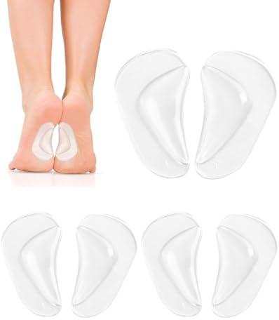 KEMUZ 3 Pares plantillas ortopédicas de silicona, almohadillas de arco de silicona transparente, reutilizables, almohadillas ortopédicas suaves para pies planos, fascitis plantar, arco alto