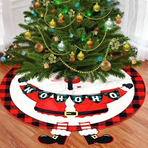 Weihnachtsbaum Decke 120cm Weihnachtsbaum Rock Weihnachtsbaumdecke Rund Baumdecke Weihnachten Rot Weihnachtsbaumdecke mit Weihnachtsmann Christbaumdecke für Weihnachten Urlaub Party Winter Deko