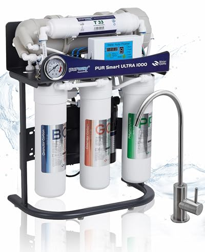 purway® PUR Smart ULTRA 1000 GPD Umkehrosmoseanlage brushless bürstenlos | Leistungsstarke Umkehrosmoseanlage mit Trinkwasserfilter und Osmose Wasserfilter für den Alltag und Aquaristik Aquarium