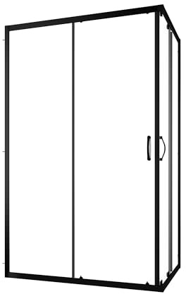 Box Doccia Angolare 80x120 cm Vetro Trasparente 4 mm Profili Neri H185cm Mod. Willis