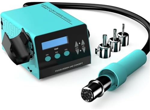 Pistola ad aria calda, 100 W, stazione di saldatura dissaldante veloce, spegnimento automatico, strumento digitale di rilavorazione per manutenzione e riparazione elettronica