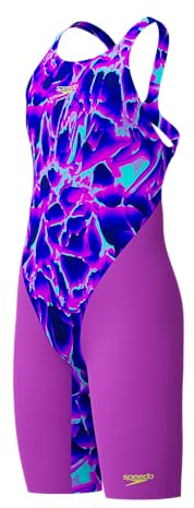 Speedo Girls Fastskin Junior Endurance+ Max Openback Kneeskin Swimsuit Swimming Costume Cave Current/Neon Jelly