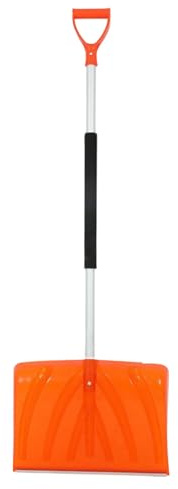 Pala da neve, pala da neve, con manico in alluminio, in plastica rinforzata, manico ergonomico 136 cm, con guarnizione in alluminio, attrezzi per la rimozione della neve, pala da neve (arancione)