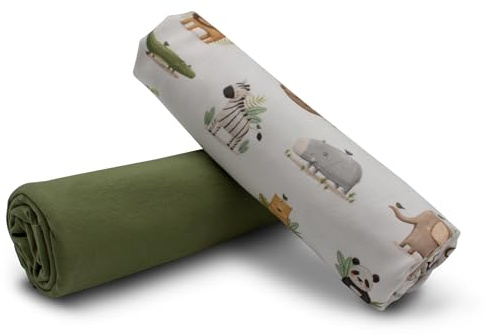VmG-Store Jerseystoff Set farblich abgestimmt Design + Uni je 0,5mx1,5m 95% Baumwollstoff 5% Elasthan Tex Standard 100 (Zoo Tiere Set66)