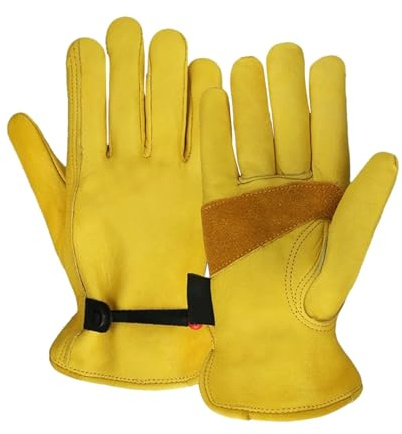 Gants en Cuir de Vache Jaune, 2 pièces/1 Paire, Doux et sensibles, protège-Doigts for Le soudage TIG, Accessoires vélo(S)