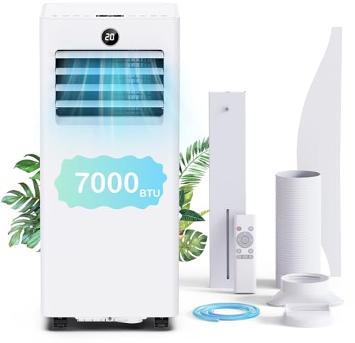 Air Conditioning Unit 7000BTU, Portable Air Conditioner with Installation Kit, 2 Control Ways, Low Energy, Timer, Digital Display, 4 IN 1 Ventilation Conditioning Cooling Fan for Home, Office, Room