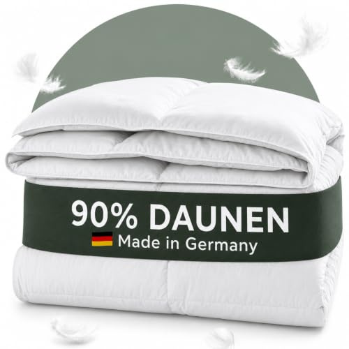 Haber Natur Daunendecke 135x200 Sommerdecke 90% Daunen, Made in Germany | 90% echte Daunen, Made in Germany, Nomite für Allergiker, OEKO-TEX, Downpass, 100% Baumwolle, 60 °C waschbar, atmungsaktiv