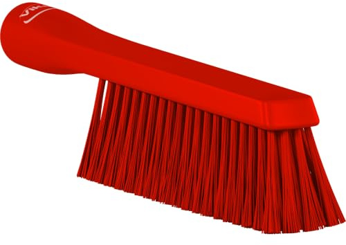 Vikan 4592 Hand Brush, Medium Stiff Bristles, Food Safe, Ergonomic Grip for Kitchens and Industrial Use (Red)