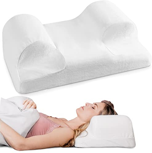 YourFacePillow Rückenschläfer-Schönheitskissen, Halswirbelnackenkissen mit Kontur-Memory-Schaum, patentiert, ergonomisch, Nacken-, Rücken-, Schulterstütze, Rückenschlaf reduziert Druck auf Haut, groß