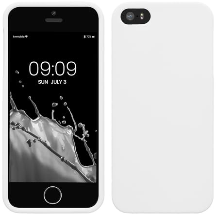 kwmobile Housse Compatible avec Apple iPhone SE (1.Gen 2016) / iPhone 5 / iPhone 5S Coque - Housse de téléphone Protection Souple en Silicone - Blanc Mat
