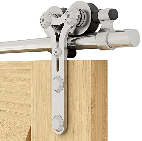 243cm/8FT Edelstahl Laufschiene Schiebetürbeschlag，Innentüren Schiebetürsystem für Schiebetüren, für Holztür-stainless steel sliding barn wood door