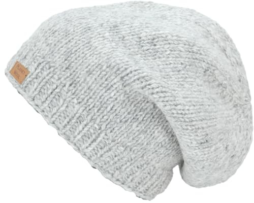 GURU-SHOP Beanie Mütze, Nepal Strickmütze, Gorros Herren/Damen, Grau, Synthetisch, Size:One Size, Mützen Alternative Bekleidung