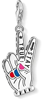 THOMAS SABO Charm-Anhänger Stay True 925er Sterlingsilber, Rot, Schwarz, Blau, Pink Emailliert