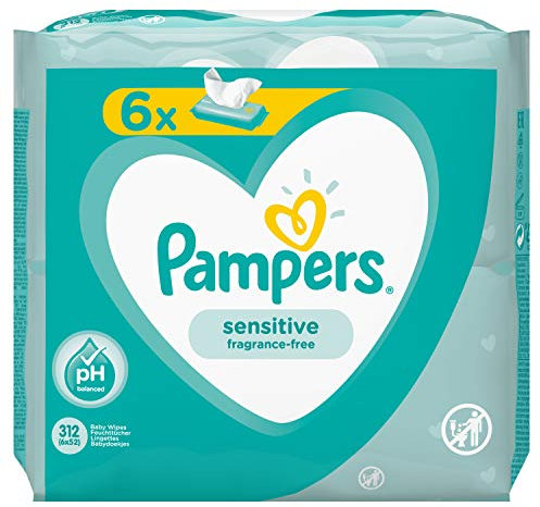 Pampers Sensitive 81687204 Baby Wet Wipes 52 pc(s) (Wet Baby Wipe, Plastic Bag, Girl/Boy, Turquoise, White, Germany, 1.79 kg)