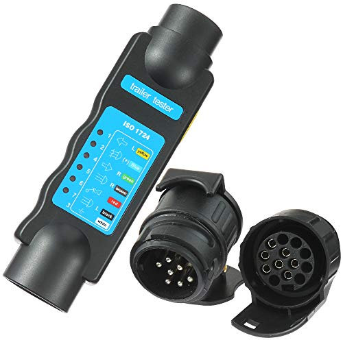 Eacalyc Tester per Rimorchio 7 Poli, Tester Presa Spina Rimorchio 7 Poli 12V Luce Diagnostica del Circuito con Adattatore per Caravan RV Camion