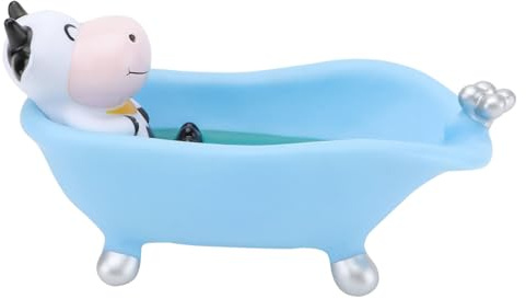 Amosfun Seifenhalter Kuh-Form mit Abtropfwanne, wasserdicht & rutschfest, für ordentliche Seifenablage im Badezimmer, für Kinder & Erwachsene
