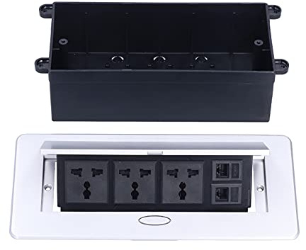 Lairun Pop Up Outlet, Hidden Desk Pop Up Socket, Embedded Power Strip Connection Box with 3 Outlets & 2 USB Charging Ports, for Floor/Office Table/Sofa/Factory, Safe and Durable