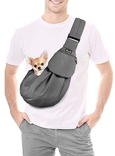SlowTon Husdjursväska, hund katt, handfri bärsele för hund, bärställning, justerbar vadderad axelrem tygväska med framficka, säkerhetsbälte, utomhus, resor, valp, bärande för promenader, tunnelbana