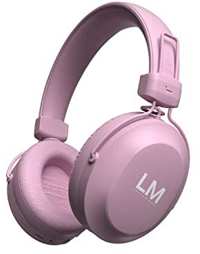 Louise & Mann 5 Bluetooth Headphones Over Ear, Wireless Headphones with Hi-Fi Stereo Deep Bass, Foldable, Soft Earmuffs, Built-in Mic and Wired mode for Phone/PC/TV (Pink)