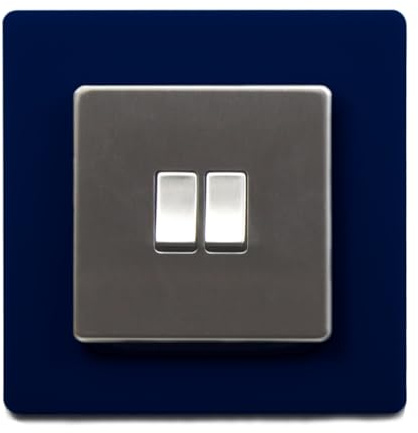 Double & Single Light Switch Surround Acrylic Finger Plate Panel Socket Multiple Colours (Single, Dark Blue)
