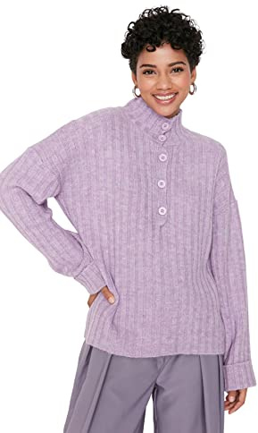 Trendyol Shirt Collar Plain Regular Sweater Sudadera Mujer (Pack de 1)