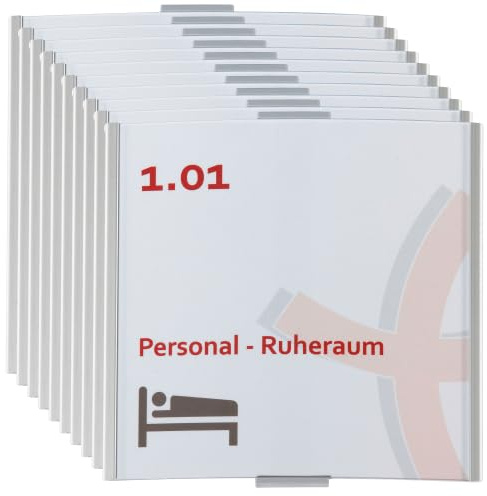10 Türschild Frankfurt silber | 148x155mm | Quadratisch | Aluminium | zur Schraub- und Klebemontage | 10 Stück | Büroschild, Raumkennzeichnung Büro