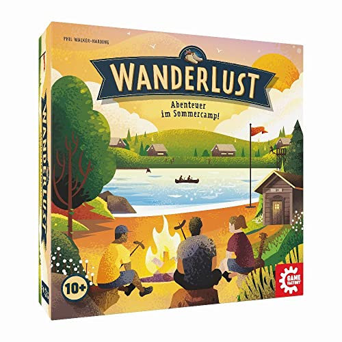 Game Factory 646313 Wanderlust, Abenteuer im Sommercamp, Familienspiel ab 10 Jahren, für 2 bis 4 Spieler, Deckbuilding, Brettspiel