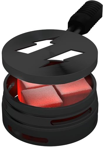 M. ROSENFELD Smokebox Shisha Kopf - Heat Management Shisha Sieb Aufsatz Mit Doppelring-boden, Windschutz, Spart Shisha Kohle Für Alle Gängigen Köpfe Geeignet Shisha Phunnel Kopf Schwarz
